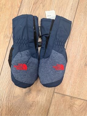 The North Face Navy and Heathered Navy Mittens with Red Logo